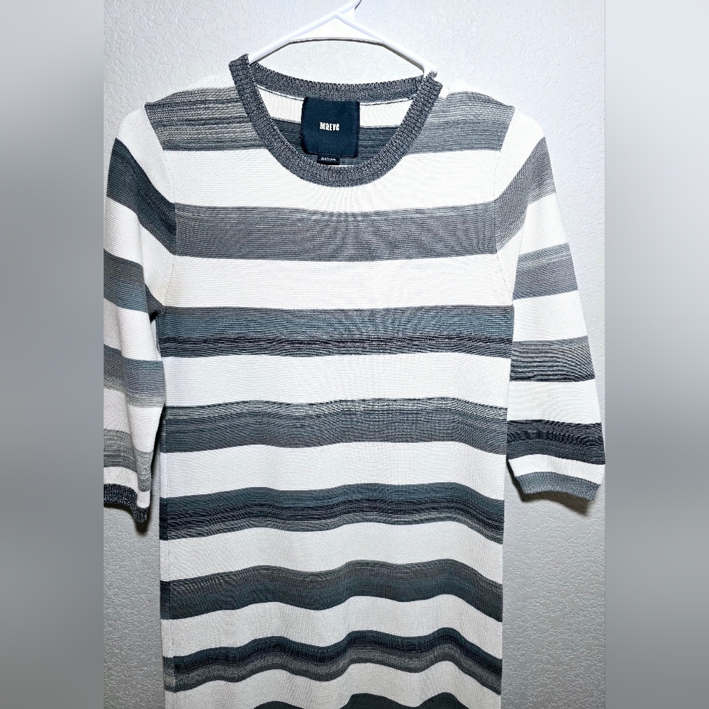 Maeve Maxi Dress Women’s Medium Gray Knit Ombre Striped 3/4 Sleeves
